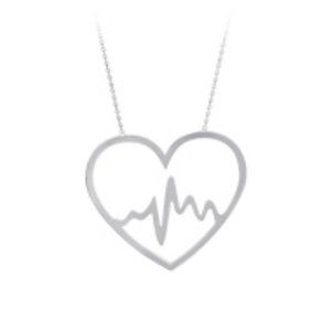 Sterling Silver 925 Heartbeat Heart Pulse Necklace